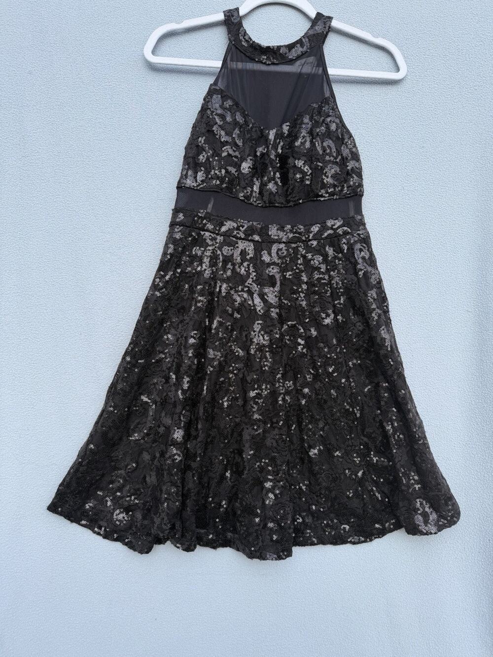 Emerald Sunday Black Sequin, Lace Fit & Flare Cocktail Party Dress, Woman’s L